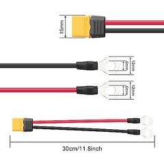 XT60 to O Ring Terminal Cable,14AWG XT60 Male to O Ring Terminals Extension