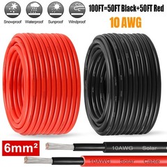 1 Pair Black+Red Solar Panel Extension Cable Wire Solar Connectors 10 AWG Gauge