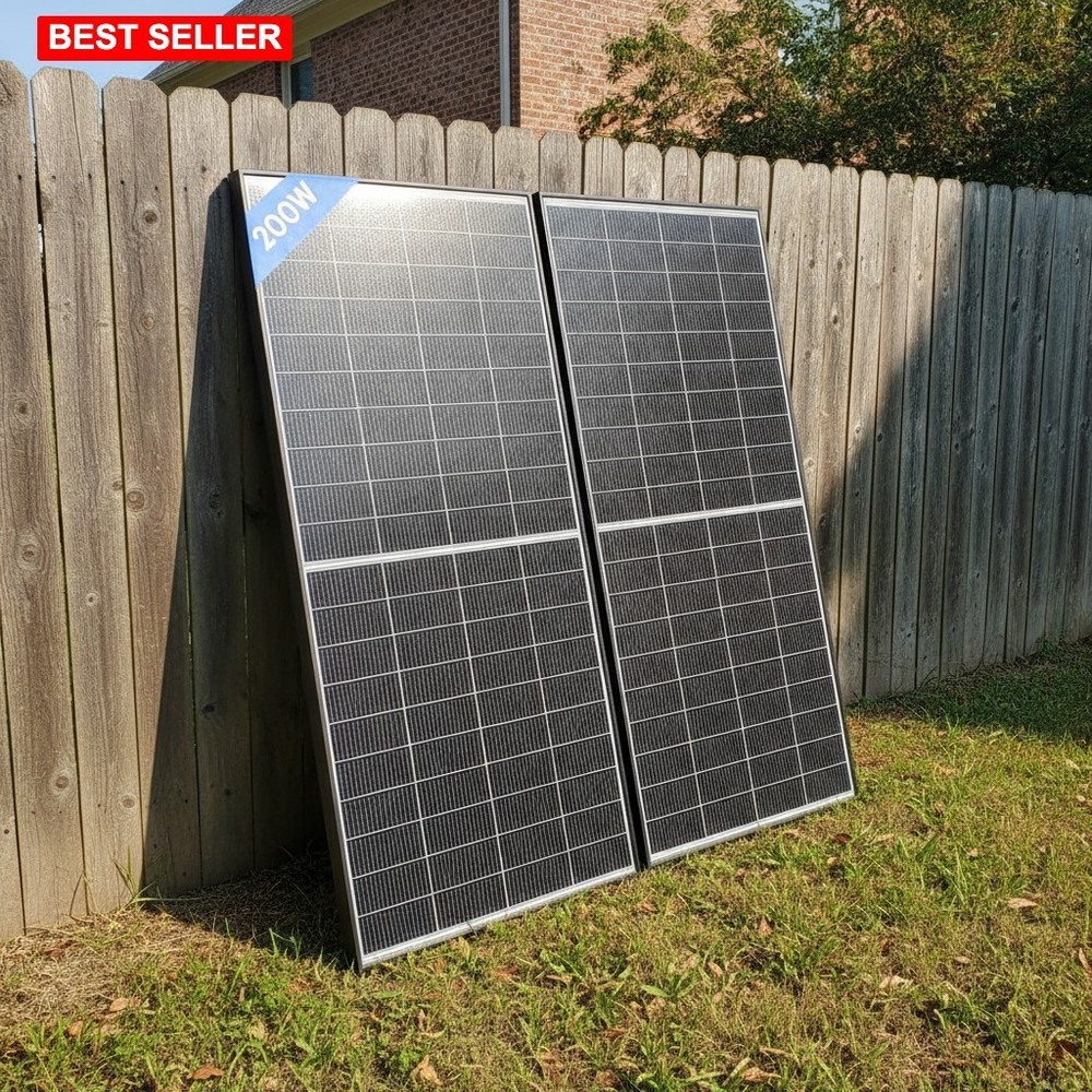 Solar Panel 200W 2-Pack High-Efficiency Bifacial Monocrystalline Module Durab…