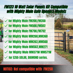 FM123 10W 12V Solar Panel Kit for Battery Charger Compatible with Mighty Mule GT