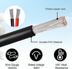 10AWG Solar Panel SAE Adapter Cable 50FT PV Extension Polarity Reverse