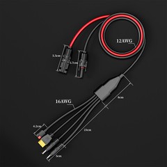 4IN1 Solar Connector Splitter Cable 45A Connector XT60 DC 8mm 5.5mm Adapter