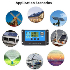 30A Solar Panel Battery Regulator Charge Controller 12V/24V w/Dual USB LCD US