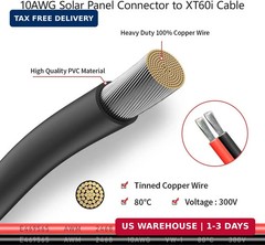 ELFCULB 10AWG 2FT Solar to XT60i Cable 2 10 25 35 50 75 100FT Solar Connector to