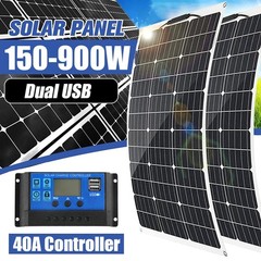 Portable 150W Mono Folding Solar Panel Flexible for 12V RV, Boat & Emergency Use