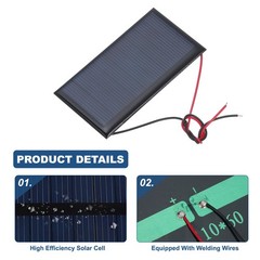 5 Pcs 4.5V 0.36W 80mA Mini Solar Panels with 2 Cable 77.5mm x 40.5mm
