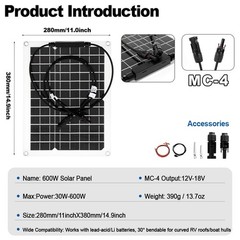 SOECOPO 15000W Peak Solar System Kit Flexible Panel 100A Controller8S