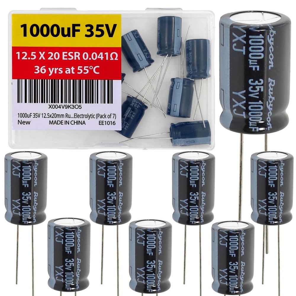 1000uF 35V 12.5x20mm Rubycon Electrolytic Capacitor Low ESR 0.041Ω Long Lif
