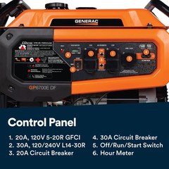 Generac Dual Fuel Portable Gas Generator, 8,250 Starting Watts, Electric Star…
