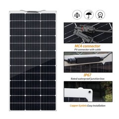 130W Solar Panel Flexible Monocrystalline PV Charging For RV Boat 1140*530*2.5mm