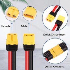 2FT 12AWG XT60 Male-Female Extension Cable – Durable, Waterproof and Efficient