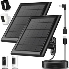 8W Solar Panel Charger for Ring Camera – IP65 Waterproof, 10ft USB C Cable, 2-Pa