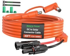 30FT Solar Connector to 8mm Adapter Cable with DC8020/7909 30FT Orange