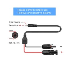 Solar Panel Connectors to DC 5.5×2.1mm Extension Power Cable 14AWG Solar Pane…