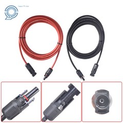 1 Pair 10ft Black and Red Solar Panel Extension Cable Wire Connector 12AWG