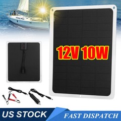 12V 10W Solar Panel Kit Trickle Battery Charger Maintainer Boat RV Car Vehicle