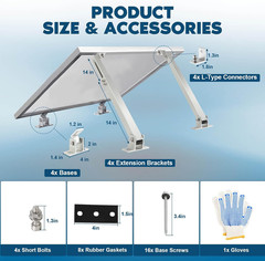 2 Sets Solar Panel Mounting Brackets, 14-27 Inch Adjustable Solar Panel Tilt Mou