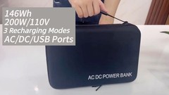 Portable Power Station 200W 146Wh 39600mAh Generator Pure Sine Wave AC Outlet