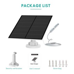 5W Solar Panel Charger for Outdoor Security Camera, IP65 Waterproof, 9.8ft Cable