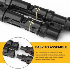 Solar Branch Connectors 2-to-1 Y Connector FMM MFF, 2 Pairs for Solar Panels