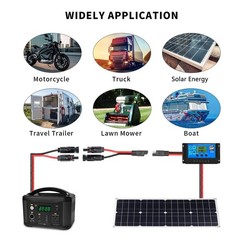 2 PCS Solar Panel Connectors to SAE Adapter Cable 3FT, 10AWG Extension for RV Ba