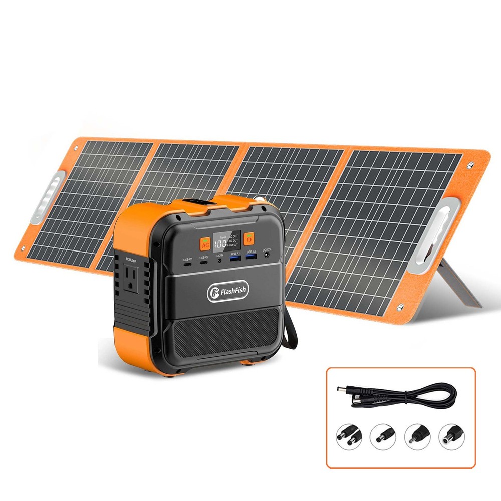 120W Portable Power Station Solar Generator with 100W Solar Panel for Outdoor RV