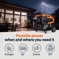 Generac Dual Fuel Portable Gas Generator, 8,250 Starting Watts, Electric Star…