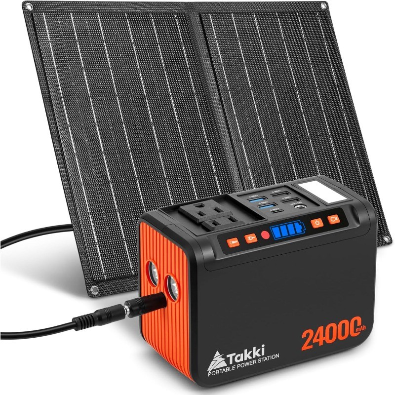 Solar Generator 120W Peak Portable Power Station with 21W Solar Panel 88.8Wh
