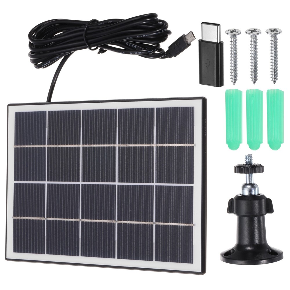 3W Solar Panel for Security Camera, USB Charger 5V 0.6A, Black