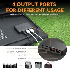 Open Box Powkey 350W Portable Solar Generator, 70000mAh with 60W Solar Panel