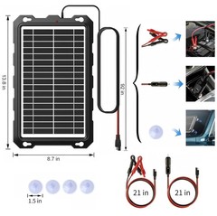 -9W-Solar-Battery-Trickle-Charger-Maintainer -12V Portable Waterproof Solar P…