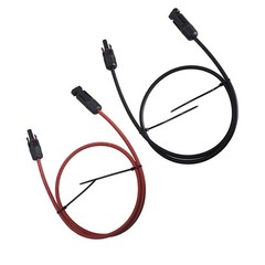 1 Pair 3 Feet 10 AWG Black + Red Solar Panel Extension Cable Wire Connector