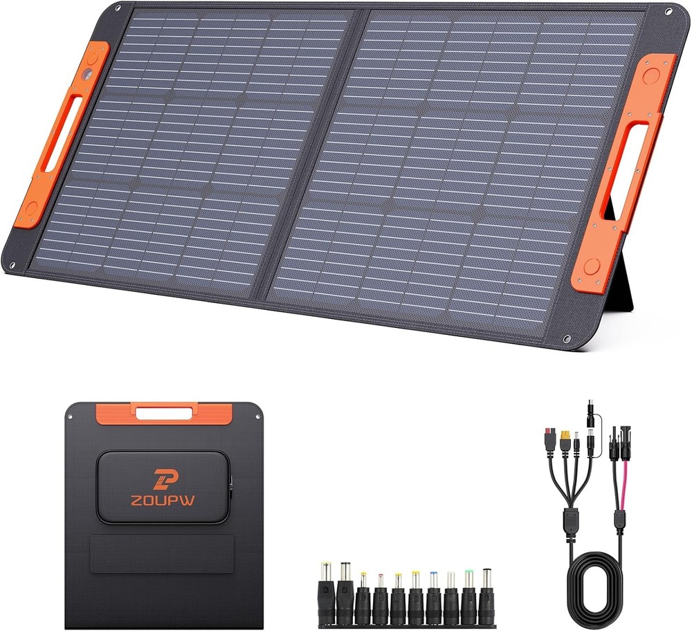 ZOUPW 100W Portable Solar Panel with Angle Guide 23.5%