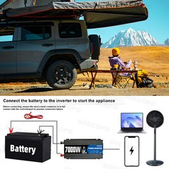 7000W Solar Kits 12V 110V Inverter Battery ChargerLighting/Camping W/300W Panels