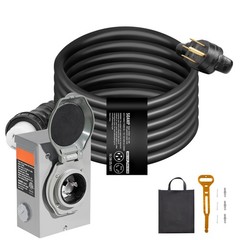 50 Amp Generator Cord and Power Inlet Box Kit, 20FT, NEMA 14 – 50P/ SS2 – 50R