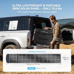 Ecosonique Portable Foldable Solar Panel, 15 lbs CPC Ultra-Lightweight, 300W
