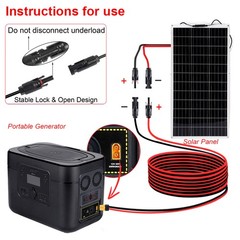 12AWG XT60 Solar Cable 10FT Solar Panel Extension Cable for RV Solar Generator
