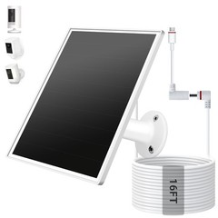 6W Solar Panel Charger for Ring Camera, USB-C & Barrel Plug, Waterproof, 16ft Ca