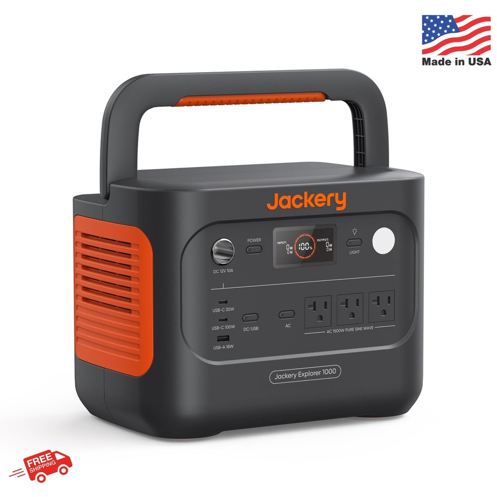 Jackery Explorer 1000 v2 Portable Power Station,1070Wh LiFePO4 Battery,1500W AC/