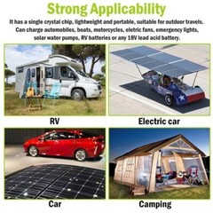 300W Watt Flexible 18V Mono Solar Panel Home RV Rooftop Camping Off-Grid Power