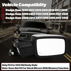 Chrome Power Folding Side Mirrors for Dodge Ram 1500 2500 3500 2013-2018 () Left