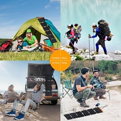 Lightweight 60W Portable Solar Charger with QC3.0 & USB-C for Outdoor Use