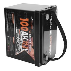 12V 100Ah Deep Cycle LiFePO4 Battery for Marine RV, 1280Wh, BMS Included