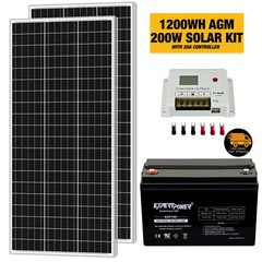 ExpertBattery 1200WH 200W 12V Monocrystalline Solar Panel Kit, Off Grid DIY