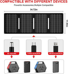100W Solar Generator with 40W Foldable Solar Panel, 24600Mah Power Bank with AC