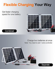 SOLPERK 12V 50W Solar Battery Charger, 2pcs 25W Solar Battery Maintainer+Waterpr