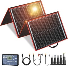 150W Portable Foldable Solar Panel Kit, Compact 21x20in Design 7.3lb with Sta…