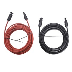 1 Pair 30ft Solar Panel Extension Cable Wire Connector Black + Red 12AWG