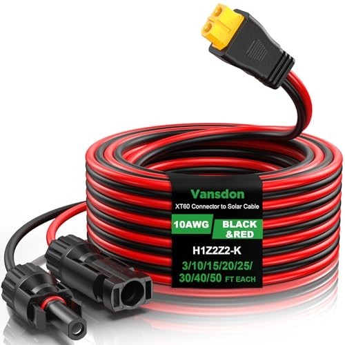 10AWG XT60 Solar Cable- Solar to XT60 Cable 20 FT Extension Cabl
