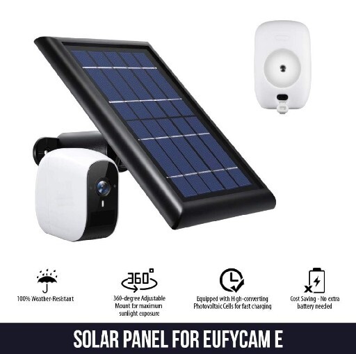 Solar Power Panel for Eufy Cam E Weatherproof Outdoor Camera (1 Pack)